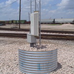 Upgraded and new installed antennas get a culvert set around the antenna mast, this application was first introduced by CSXT and provides inexpensive protection for the antenna while giving the maintainer a platform to work from.